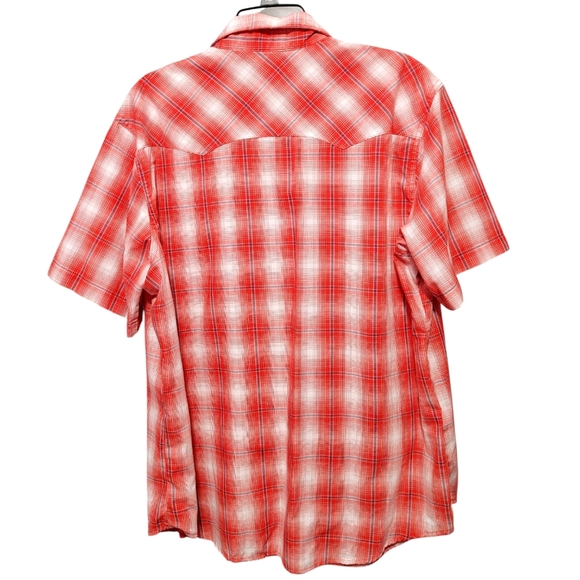 Wrangler Rancher Red Plaid Pearl Snap Button Short Sleeve Men's Shirt Size XL - Picture 4 of 11